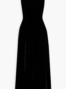 Viv pleated chiffon and velvet maxi dress