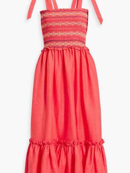 Jenny smocked linen midi dress