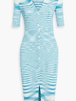 Space-dyed ribbed-knit midi dress