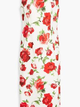 Floral-print cotton-blend twill midi dress