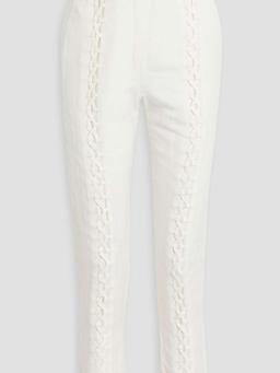 Impressionist lace-up linen-bend slim-leg pants