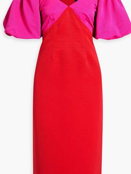 Cold-shoulder two-tone faille dress