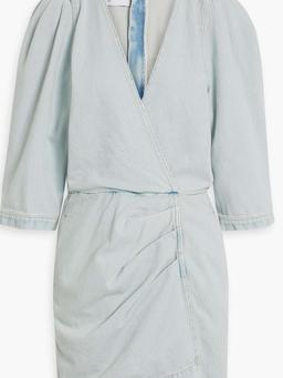Marcia wrap-effect pleated denim mini dress