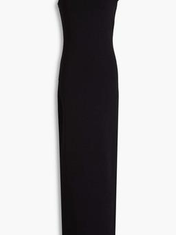 Silica crystal-embellished stretch-knit gown