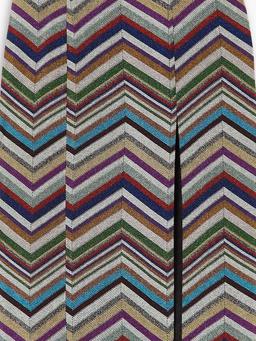 Metallic crochet-knit wool-blend skirt