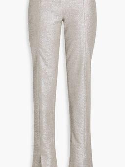 Metallic cotton-bouclé straight-leg pants