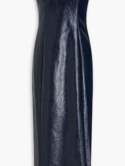 Katherine strapless faux leather midi dress