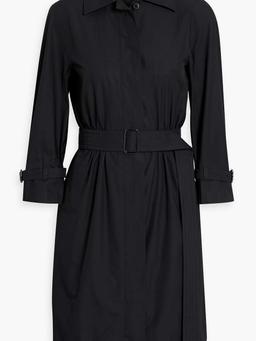 Belted gathered cotton-poplin mini shirt dress