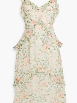 Ruffled floral-print chiffon dress