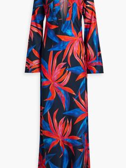 Printed cotton and silk-blend maxi dress