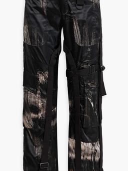 Printed satin cargo pants
