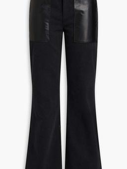 Daisy leather-paneled high-rise flared jeans