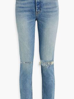 Karolina distressed high-rise slim-leg jeans
