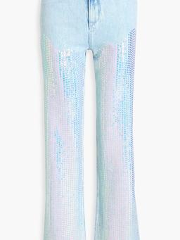 Rose sequined high-rise straight-leg jeans