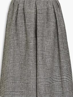 Pleated Prince of Wales checked wool-tweed culottes