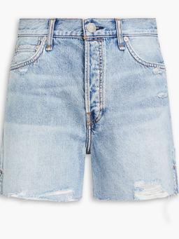 Distressed denim shorts