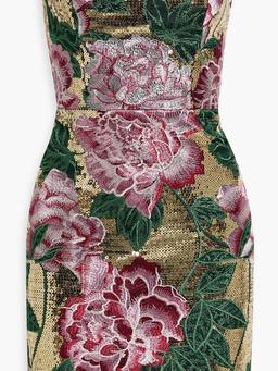 Strapless embellished tulle mini dress