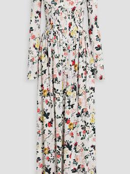 Pintucked floral-print stretch-jersey maxi dress
