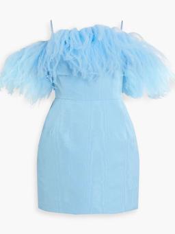 Strapless tulle and cotton-blend moire mini dress