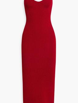 Globe Wave embellished ribbed-knit midi dress