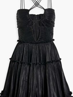 Cutout satin-jacquard mini dress