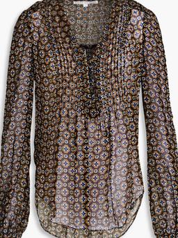 Lowell pintucked printed georgette blouse