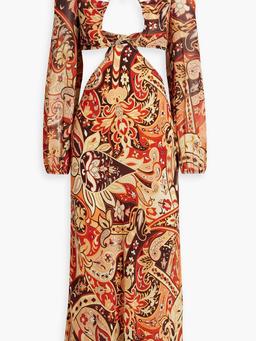 Kamilla cutout printed chiffon midi dress