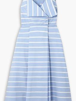 Hellison striped cotton-poplin midi dress