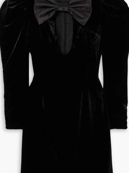 Cutout bow-detailed velvet mini dress