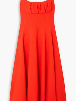 Collins pleated wool-crepe midi dress