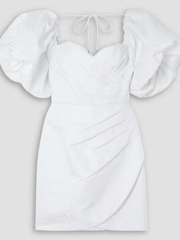 Chene wrap-effect moire mini dress