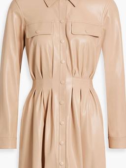 Malina pleated faux leather mini shirt dress