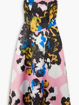 Mindscape printed duchesse-satin midi dress