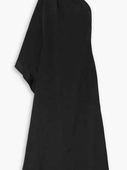 One-shoulder draped silk-satin gown