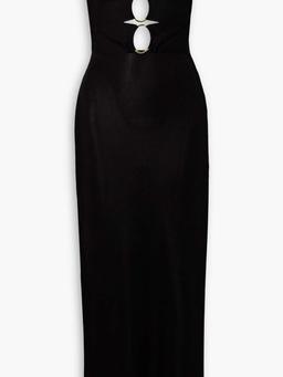 Strapless cutout embellished knitted gown