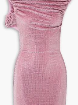 Bubblegum cutout crystal-embellished velvet mini dress