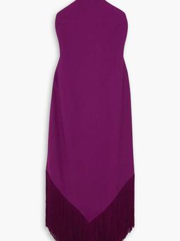 Nina fringed crepe halterneck midi dress