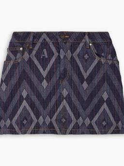 Printed denim mini skirt