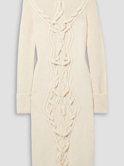 Adrienne cable-knit merino wool-blend turtleneck midi dress