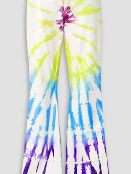 Tie-dyed leather flared pants