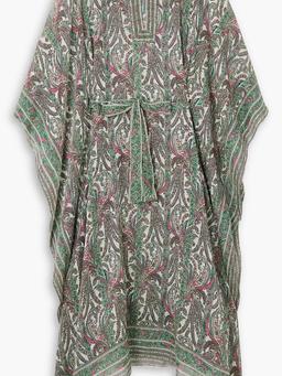 Bagadhi belted paisley-print cotton and silk-blend crepon coverup