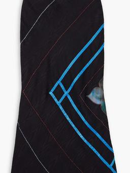 Clover embellished satin-trimmed moiré midi skirt