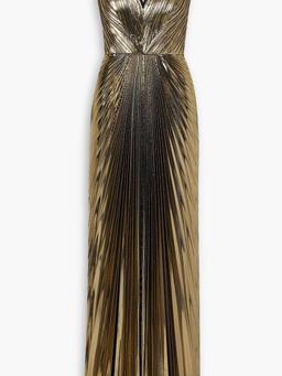 Plissé-lamé gown