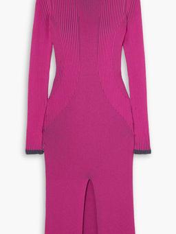 + Ester Manas two-tone ribbed-knit turtleneck midi dress