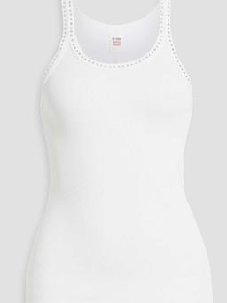 Crystal-embellished ribbed cotton-jersey tank