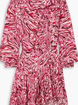 Tharya asymmetric printed silk crepe de chine mini dress