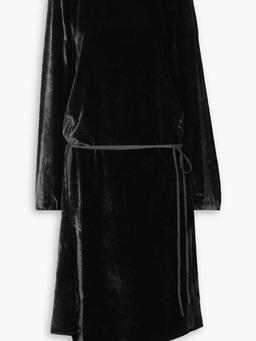 Agento open-back draped velvet midi wrap dress