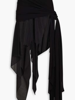 Jersey-paneled crepe de chine maxi skirt