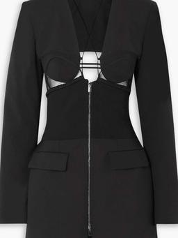 Stretch-wool, jersey and tulle mini dress