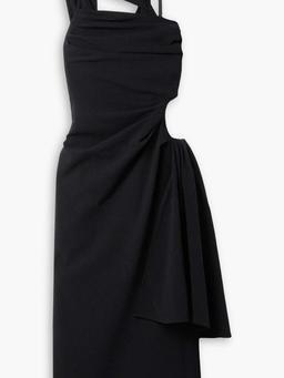Abanada cutout draped wool-blend crepe midi dress